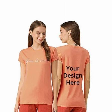 Peach Customized Enamor Gratitute Design Graphic Printed T-Shirt
