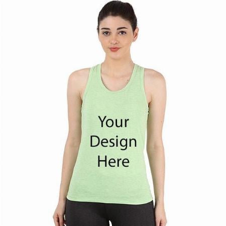 Lime Green Customized Women Cotton Tank Top with Racerback