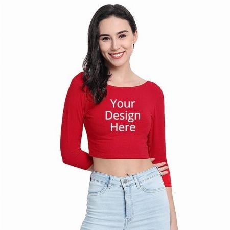 Red Customized Women Crop Top Comfy Blouse