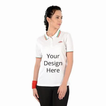 White Customized Regular Fit Half Sleeve Polo T-Shirt for Women