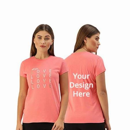 Pink Customized Enamor Love Design Graphic Printed T-Shirt for Women