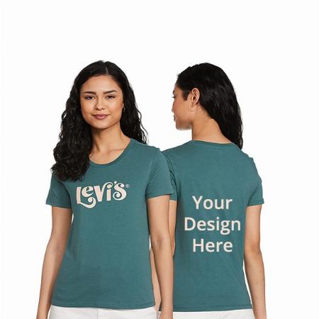 Green Customized Levi's Women's Regular Fit Graphic Printed T-Shirt