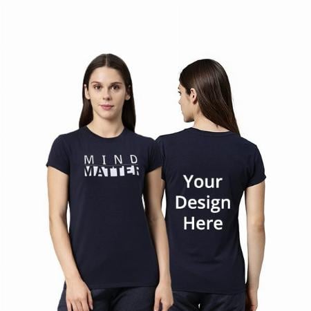 Navy Blue Customized Enamor Women's Short Sleeve Crew Neck Mind Matter Graphic Printed T-Shirt