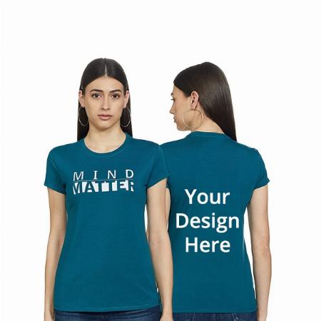 Teal Blue Customized Enamor Women's Short Sleeve Crew Neck Mind Matter Graphic Printed T-Shirt