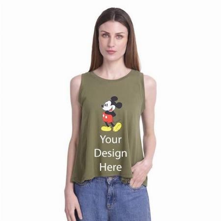 Olive Green Customized Women Cotton Tank Top