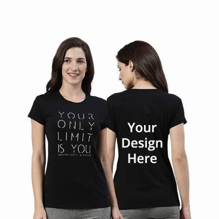 Black Customized Enamor Women's Short Sleeve Crew Neck Slim Fit Your Only Limit Is You Text Graphic Printed T-Shirt