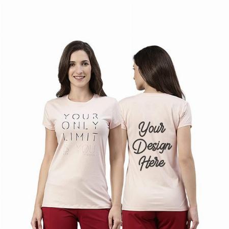 Baby Pink Customized Enamor Women's Short Sleeve Crew Neck Slim Fit Your Only Limit Is You Text Graphic Printed T-Shirt