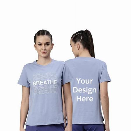 Powder Blue Customized Enamor Breathe Graphic Printed T-Shirt for Women