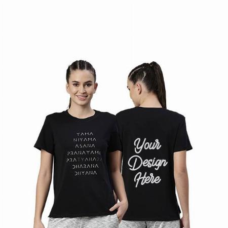 Black Customized Enamor Short Sleeve Yoga Quotes Graphic Printed T-Shirt