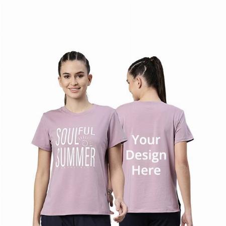 Light Purple Customized Enamor Soulful Summer Graphic Printed T-Shirt for Women