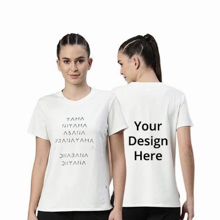 White Customized Enamor Short Sleeve Yoga Quotes Graphic Printed T-Shirt