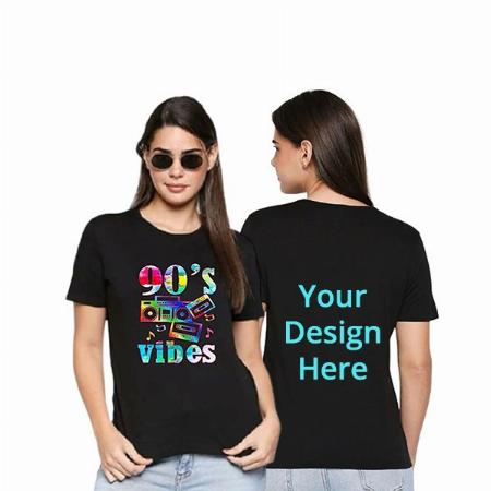 Black Customized 90's Vibes Design Graphic Printed T-Shirt for Women