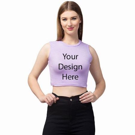 Purple Customized Women Solid Ribbed Crop Tank Top