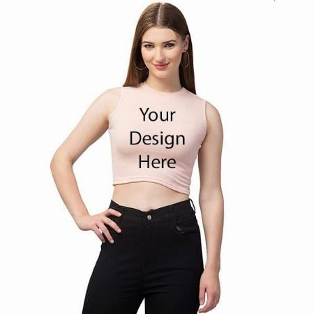 Peach Customized Women Solid Ribbed Crop Tank Top