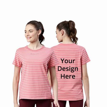 Pink with White Lines Customized Enamor Cotton Be Here Now Graphic Printed T-Shirt