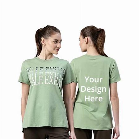 Pale Green Customized Enamor Inhale-Exhale Graphic Printed T-Shirt for Women