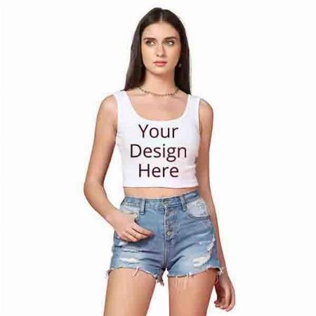 White Customized Tank Crop Top for Women