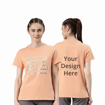 Orange Customized Enamor Gratitute Design Graphic Printed Cotton T-Shirt for Women