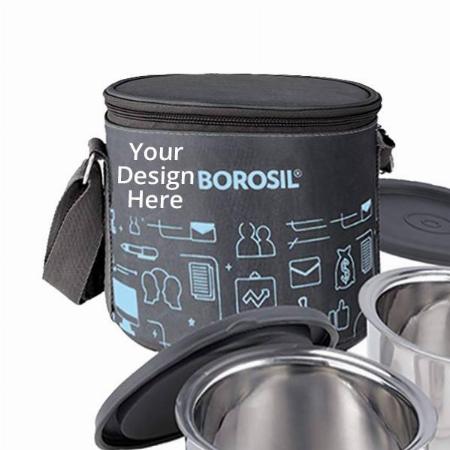 Black Customized Borosil Steel Insulated Lunch Box Set of 2, 280ml