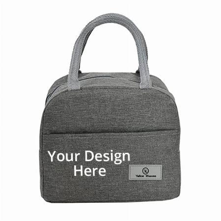 Grey Customized Canvas Cloth Insulated Travel Lunch/Tiffin/Storage Bag