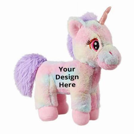 Multicolor Customized Stuffed Unicorn Soft Toy with Glitter Horn Plush Toy - 32cm