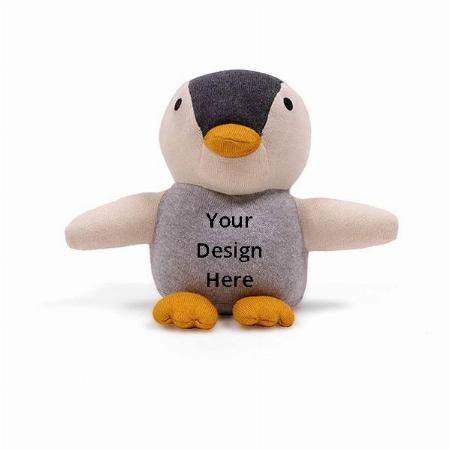 Multicolour Customized Penguin 100% Cotton Knitted Stuffed Soft Toy For Babies, 29 cm x 24 cm