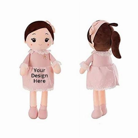 Pink Customized Super Soft 40cm Height Stuffed Girl Doll Polyfill Washable Cuddly Soft Toy 100% Safe for Kids