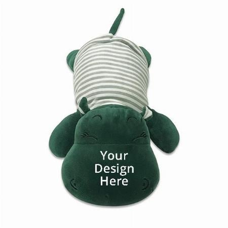 Green Customized Soft Animal Sleeping Hippopotamus Toy, 30cm