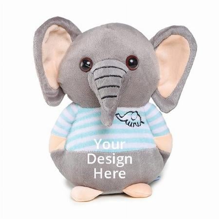 Grey Blue Customized Soft Animal Elephant Toy 20cm