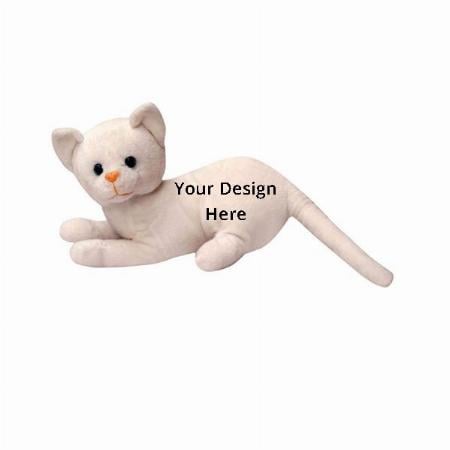 White Customised Soft Stuffed Animal Catl Toy For Kids Boys Girls Big Large Size Wild Animal (30 cm, Kitten cat)