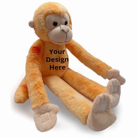 Orange Customized Cute Stuffed Glitter Eye Monkey Soft Toy - 52 cm