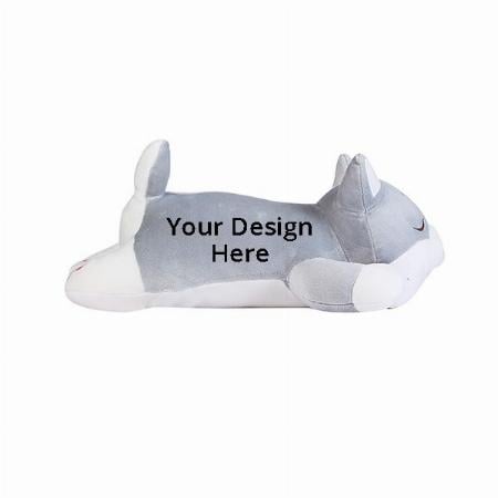 Grey Customized Soft Stuff Animal Lying Dog Toy 40 cm Great For Kids