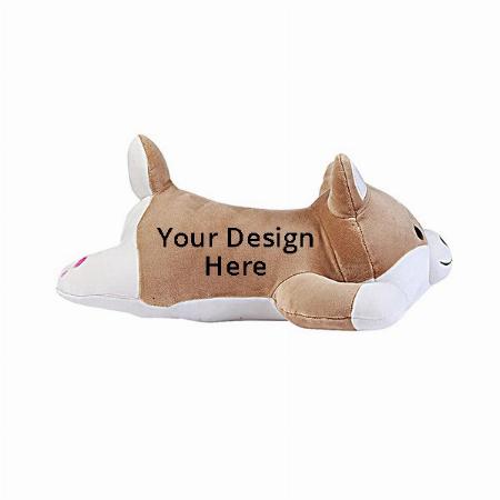 Brown Customized Soft Stuff Animal Lying Dog Toy 40 cm Great For Kids