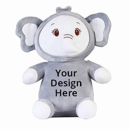 Grey Customized Soft Stuff Animal Sitting Elephant Toy 30 cm Great For Kids