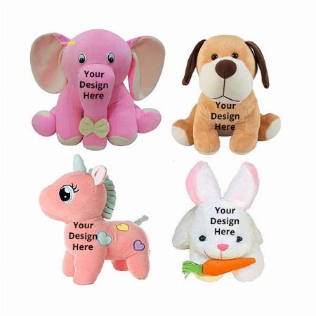 Multi Color Customized Combo of 4 Soft Toy Elephant, Unicron, Dog &amp; Rabbit