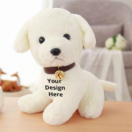 White Customized Dog Sitting Soft Toy for Boys &amp; Girls