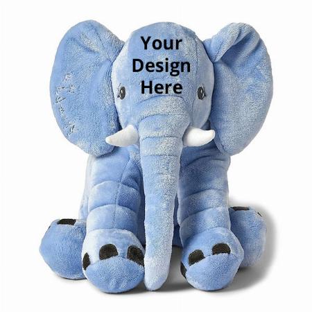 Blue Customized Soft Toy Elephant for Baby Girls &amp; Boys (Size - 50x40x30 cm)