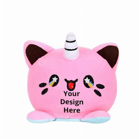 Pink Sky Blue Customized Reversible Cat Soft Toy for Kids (Size - 15 cm)