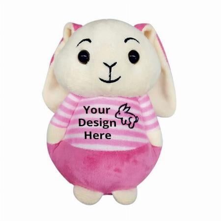 White Pink Customized Rabbit with Jacket Soft Toy for Kids (Size - 18 cm)