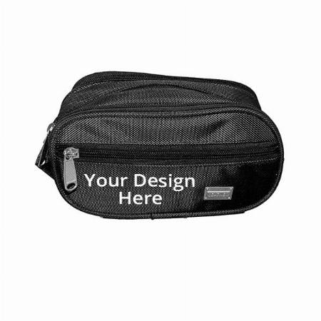 Black Customized Multipurpose Travel Toiletry Shaving Kit with Three Compartments