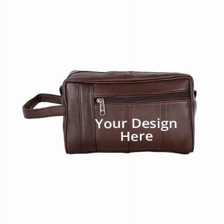 Brown Customized Leather Premium Quality Designer Shaving Kit Bag