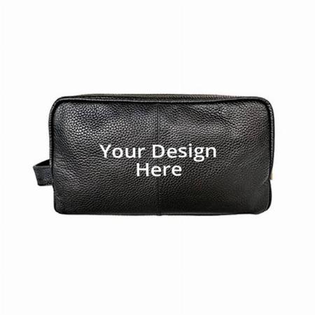 Black Customized Rustic Town Leather Travel Toiletry Bag, Shaving Kit