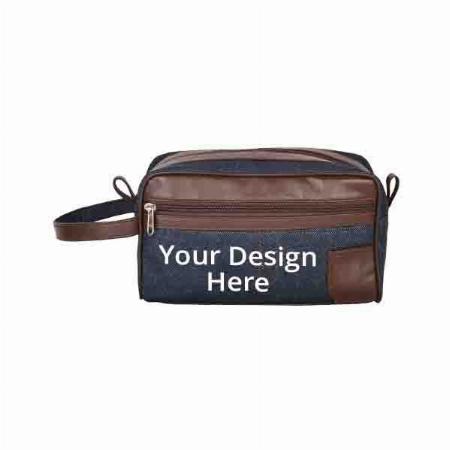Brown Customized Genuine Leather Shaving Kit, Cosmetic Bag, Hygiene & Grooming Kit Organizer Bag for Men & Women