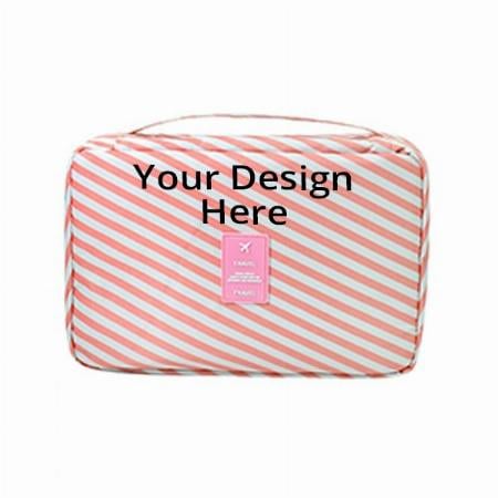 Pink Stripes Customized Hanging Travel, Cosmetic Makeup Bag Organizer