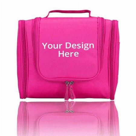 Pink Customized Toiletry Kit Bag For Women And Men For Travel, Shaving Kit Bag For Men, Travel Pouches For Women For Cosmetics And Makeup