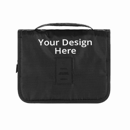 Black Customized Foldable Portable Toiletry Organizer Bag Waterproof Cosmetic Pouch Bag