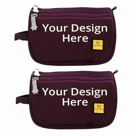 Wine Customized Travel Shaving Kit/Pouch/Bag with 2 Main Compartments (Set of 2)