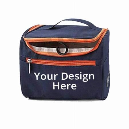 Navy Blue Customized Travel Toiletry Bag, Household Grooming Kit, Storage Makeup Bag with Hook