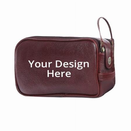 Brown Customized Genuine Leather Shaving Bag For Men - Leather |Toiletry Bag|Travel Toiletry Bag Hygiene &amp; Grooming Kit Organizer