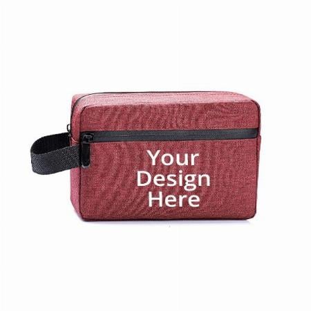 Maroon Customized Toiletry Bag For Men Women Portable Travel Organizer Shaving Accessories Kit Waterproof Pouch
